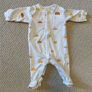 Petit Lem White and Gold Sun Print Footie